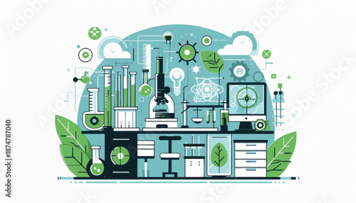 Laboratory Equipment and Scientific Instruments Illustration.