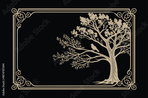 Luxury Rectangular Golden Ornament Frame with Baroque Rococo Scrollwork on White Background