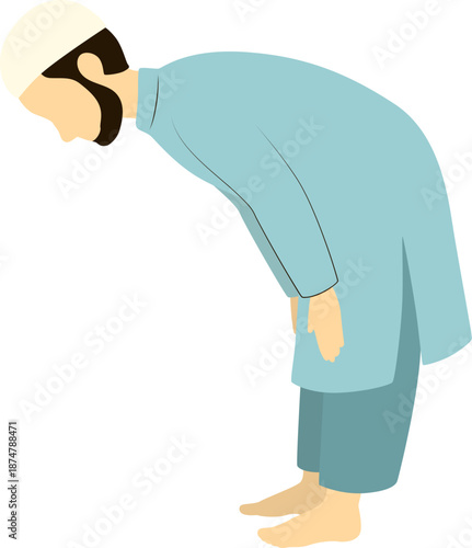 Muslim Man Bowing Prayer