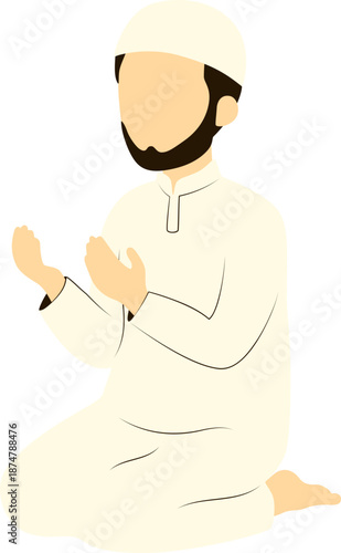 Muslim Man Praying Vector