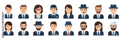 people set, people head, people face, flat style someone profession. vector illustration.