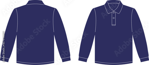 ポロシャツ　長袖　紺　ネイビー　青