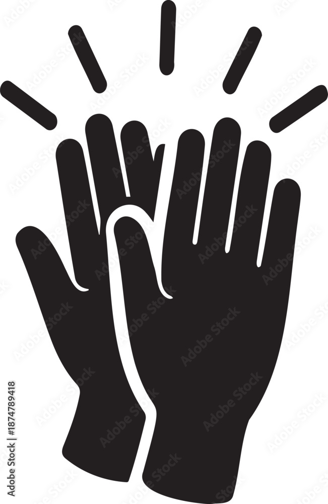 Fototapeta premium Black High Five Hands Icon Vector