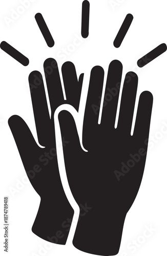 Black High Five Hands Icon Vector