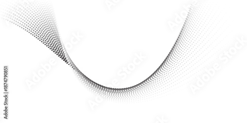 Flowing dots particles nice wave pattern halftone black gradient curve shape isolated dynamic old simple