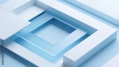 Wallpaper Mural Aerial view of a 3D geometric structure with layered white and blue surfaces Torontodigital.ca