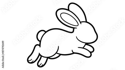 Simple Line Art Illustration of a Jumping Rabbit.