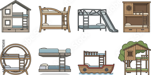 Various colorful cartoon bunk beds in different shapes and designs for kids  fun sleeping solutions