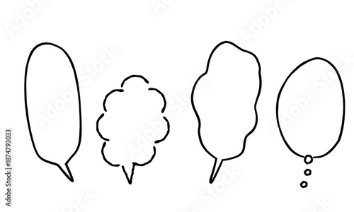 縦型の手描きの吹き出しセット