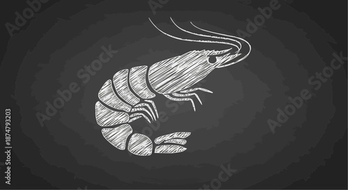 Shrimp illustration on a black background for culinary and seafood themes