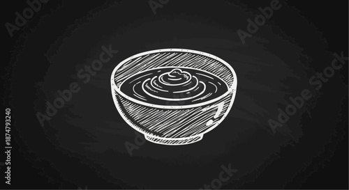 Bowl of chocolate mousse on a black background for culinary and dessert themes