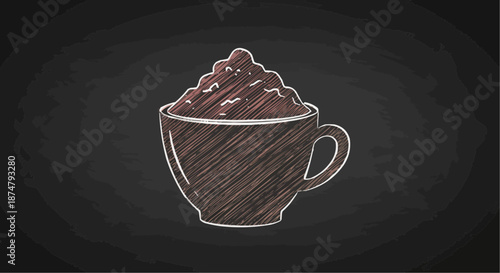 Cup of dessert with whipped cream on a black background for culinary and sweet treat themes