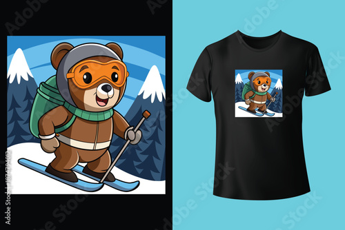 t shirt design my skis are calling and i must go with snow goggles and ski board vintage illustration