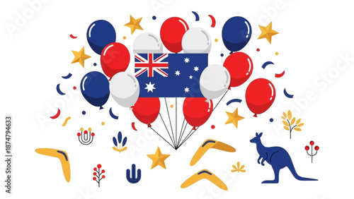 Australian National Day Celebration with Flag and Symbols