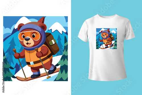 t shirt design my skis are calling and i must go with snow goggles and ski board vintage illustration