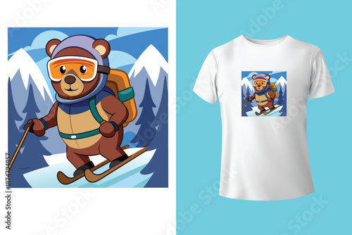 t shirt design my skis are calling and i must go with snow goggles and ski board vintage illustration