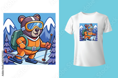 t shirt design my skis are calling and i must go with snow goggles and ski board vintage illustration