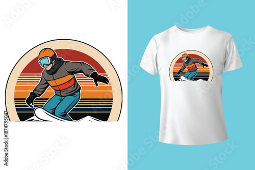t shirt design my skis are calling and i must go with snow goggles and ski board vintage illustration