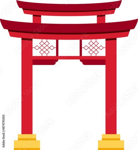 Red Asian Gate Vector