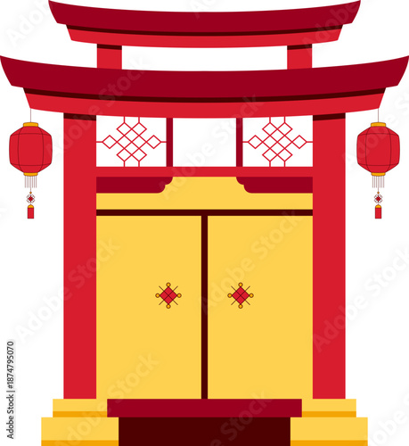 Traditional Chinese Gate Illustration