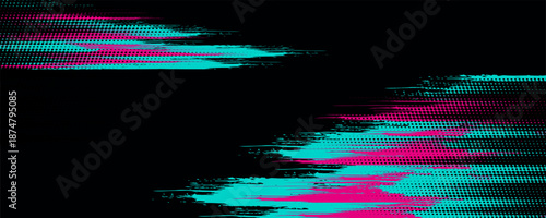 Car sticker wrap banner abstract sporty lines pink blue greenish grunge color combination brush storm thunder modern pattern racing motorsport.vector