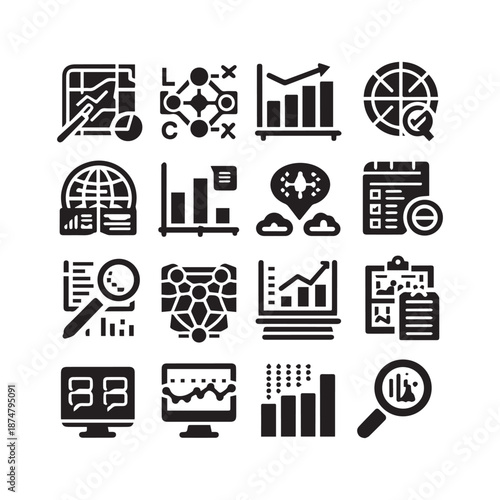 Modern Business Strategy and Statistics Vector Icons