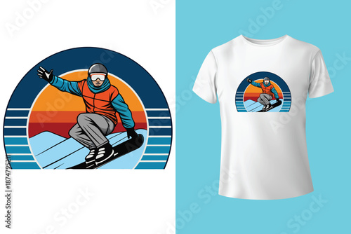 t shirt design my skis are calling and i must go with snow goggles and ski board vintage illustration