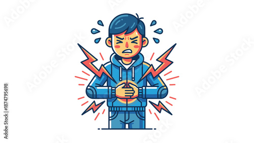 Young boy experiencing severe chest pain and distress.