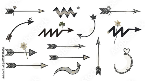Collection of various black arrows with different styles and directions