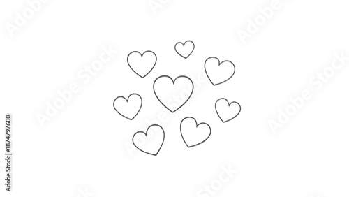 Handdrawn hearts illustration with romantic and love symbols