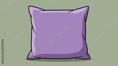Purple Pillow on Green Background.