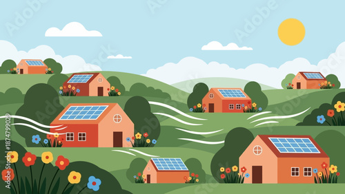 Sustainable Eco Village with Solar Houses.