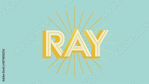 Vibrant vector design featuring the word Ray in a tall, sunburst-inspired style, perfect for creative projects and designs