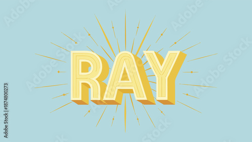 A bright and eye-catching vector design featuring the word Ray in tall, radiant letters