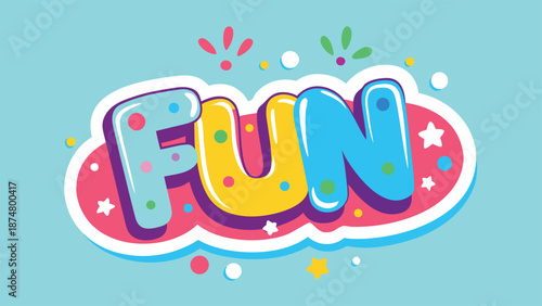 Vibrant sticker-style illustration conveying fun and playfulness with bright colors and whimsical design elements, perfect for engaging kids and adults alike.