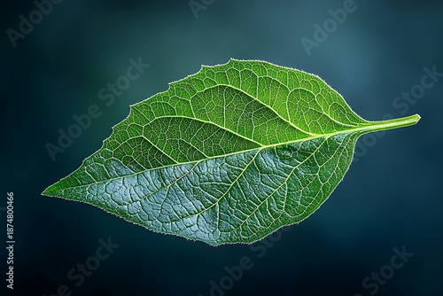 Close-Up of Detailed Green Leaf with Intricate Veins Against a Soft Background