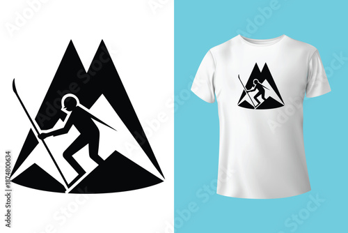 Ski school. Vector ski club retro badge. Concept for shirt, print, seal or stamp with ski boot. Family vacation, activity or travel. For logo design, patches