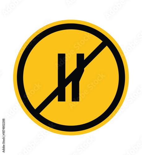 Yellow Circular Design with Black Line Symbol for No Pause Allowed
