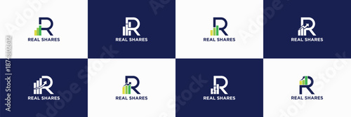 Set of Letter R Business and Branding Logos. Usable for Financial, Investment, Capital, Principal. Flat Design Vector Icon Template Element