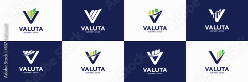 Set of Letter R Business and Branding Logos. Usable for Financial, Investment, Capital, Principal. Charts Bar Design Vector Icon Template Element.