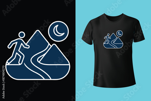 skier descending with powder trails on retro rays t shirt design