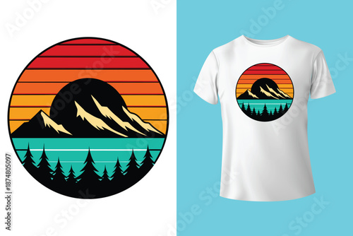 skier descending with powder trails on retro rays t shirt design