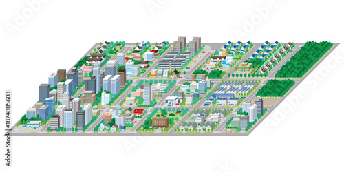 街並みの立体図. 都市の景観. 