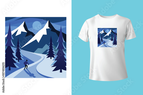 Extreme winter sport. Vector ski club retro badge. Concept for shirt, print, seal or stamp with mountain, ski, ski glasses. Family vacation, activity or travel. For logo design, patches