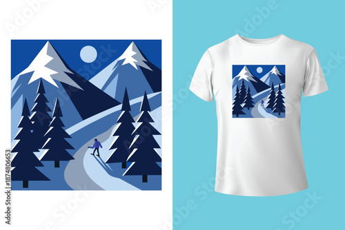 Extreme winter sport. Vector ski club retro badge. Concept for shirt, print, seal or stamp with mountain, ski, ski glasses. Family vacation, activity or travel. For logo design, patches
