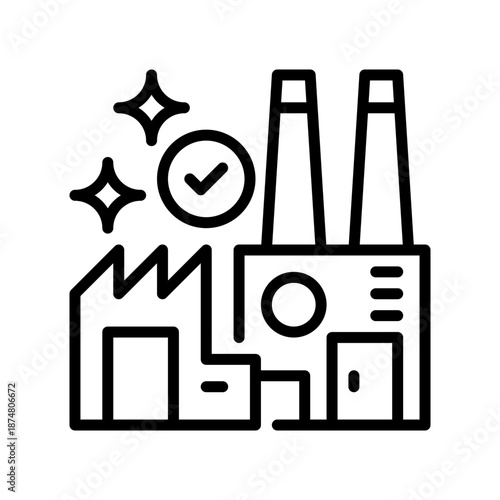 Manufacturing Line Icon, Outline Symbol for Industrial Production, Factory Management, Supply Chain, Assembly Processing, and Mass Manufacturing. Vector Sign Icon.