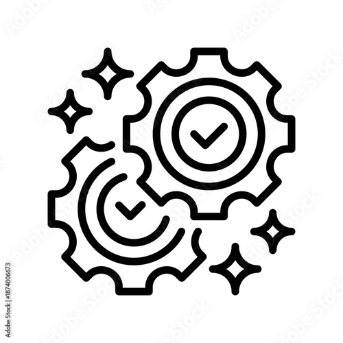 Settings Line Icon, Outline Symbol for System Configuration, Technical Maintenance, Engine Optimization, Mechanical Adjustment, and Parameter Control. Vector Sign Icon.