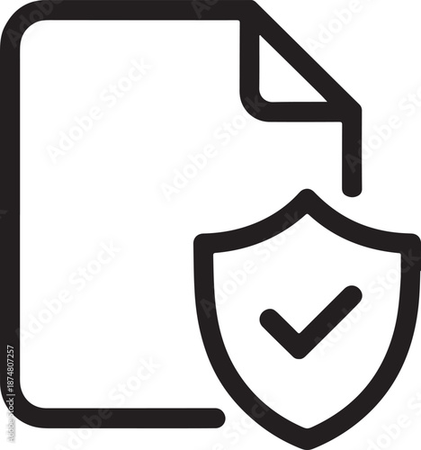 Secure Document Protection Icon with Shield and Checkmark