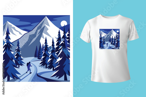 Extreme winter sport. Vector ski club retro badge. Concept for shirt, print, seal or stamp with mountain, ski, ski glasses. Family vacation, activity or travel. For logo design, patches