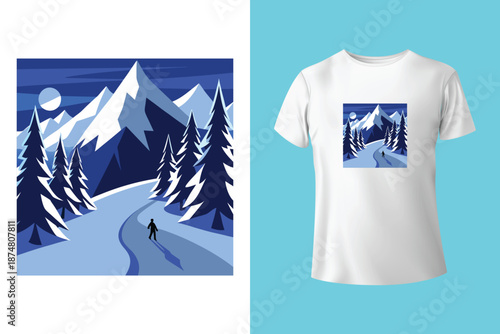 Extreme winter sport. Vector ski club retro badge. Concept for shirt, print, seal or stamp with mountain, ski, ski glasses. Family vacation, activity or travel. For logo design, patches